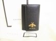 Photo1: GUCCI Bee Motif Black Leather 6 Pics Key Cases #8874