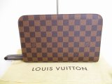 Photo: LOUIS VUITTON Damier Brown Leather Clutch Bag Purse Saint Louis #8878