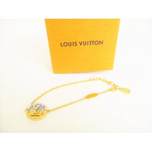 Photo: LOUIS VUITTON LV Circle Medallion Gold Platd L TO V Bracelet #8884