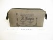 Photo1: BVLGARI Khaki PVC Black Leather Pouch #8889