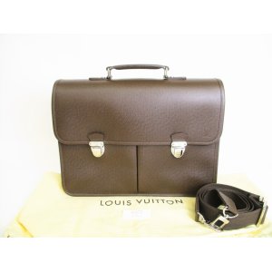 Photo: LOUIS VUITTON Taiga Grizzly Leather Briefcase Business Bag w/Strap Anton #8908