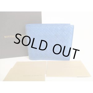 Photo: BOTTEGA VENETA Blue Leather Bifold Wallet Compact Wallet #8913