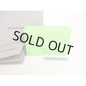 Photo: BALENCIAGA Lime Green Leather Trifold Mini Wallet #8918