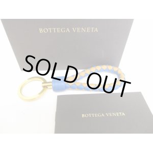 Photo: BOTTEGA BENETA Blue Brown Leather Gold H/W Key Ring #8932