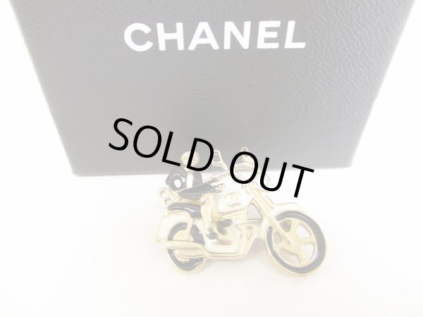 Photo1: CHANEL Vintage CC Logo Mademoiselle Motor Bike Motif Brooch #8935