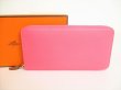 Photo1: HERMES Rose Azalee Veau Epson SILK'IN LINE Round Zip Wallet Azap Long #8937