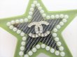 Photo12: CHANEL CC Logo Green Black Plastic Star Motif Brooch #8949