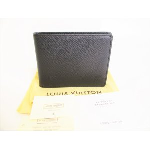 Photo: LOUIS VUITTON Ardoise Black Taiga Leather Bifold Bill Wallet #8971