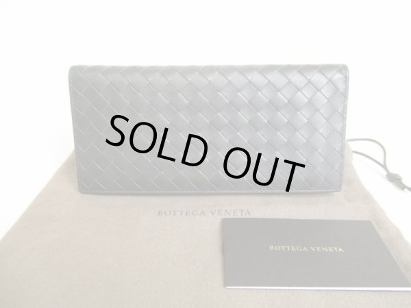 Photo1: BOTTEGA VENETA Intrecciato Dark Gray Leather Bill Wallet #8979