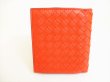 Photo2: BOTTEGA VENETA Orange Bordeaux Leather Bifold Wallet Compact Wallet #8982