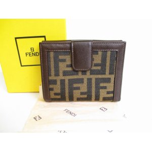 Photo: FENDI Zucca Canvas Brown Leather Bifold Wallet Compact Wallet #9002