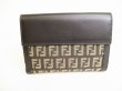 Photo2: FENDI Zucch Canvas Dark Brown Leather Bifold Wallet Compact Wallet #9008