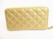 Photo2: CHANEL Gold Leather Round Zip Mini Wallet Card Case #9012