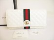 Photo1: GUCCI Double G White Leather Flap Long Wallet #9017