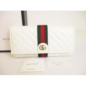 Photo: GUCCI Double G White Leather Flap Long Wallet #9017