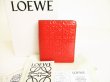 Photo1: LOEWE Anagram Red Brown Leather Bifold Wallet Compact Wallet #9019