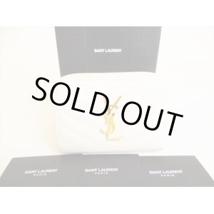 Photo: Saint Laurent Paris YSL Motif White Leather Bifold Wallet #9022