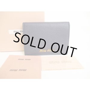 Photo: miumiu Navy Blue Leather Madras Bifold Wallet Compact Wallet #9038