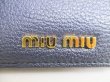 Photo10: miumiu Navy Blue Leather Madras Bifold Wallet Compact Wallet #9038