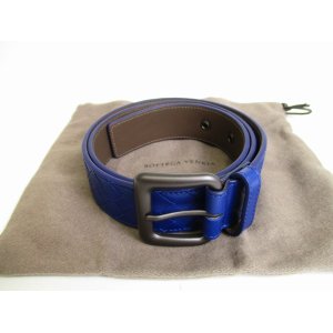 Photo: BOTTEGA VENETA Blue Leather Belt Waist Size 75-87 M #9040