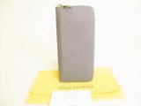 Photo: LOUIS VUITTON Taiga Gray Leather Zippey Wallet Vertical #9046