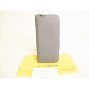 Photo: LOUIS VUITTON Taiga Gray Leather Zippey Wallet Vertical #9046