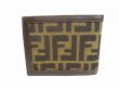 Photo2: FENDI Zucca Canvas Dark Brown Leather Bifold Wallet Compact Wallet #9061