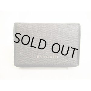 Photo: BVLGARI Weekend Gray PVC Canvas Black Leather Business Card Case #9062