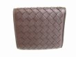Photo2: BOTTEGA VENETA Intrecciato Dark Brown Leather Trifold Wallet Compact Wallet #9064