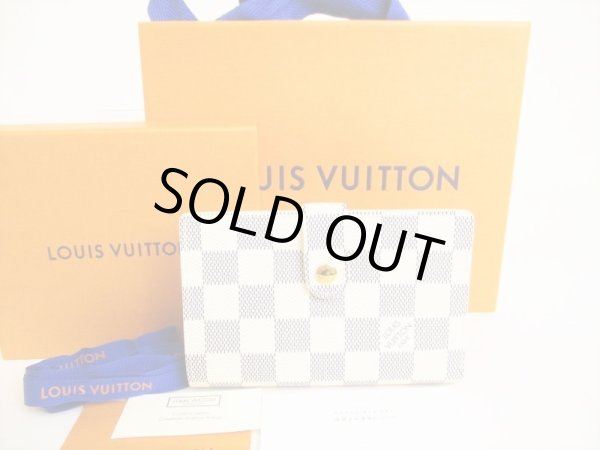 Photo1: LOUIS VUITTON Damier Azur White Leather Bifold Wallet Viennois #9066