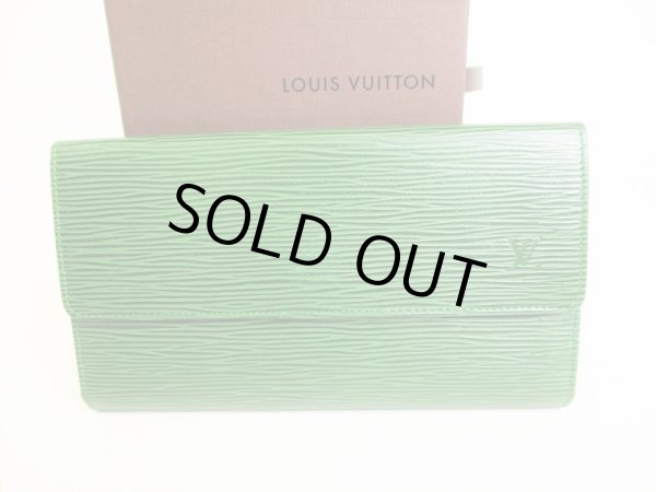 Photo1: LOUIS VUITTON Epi Green Leather Trifold Long Wallet International #9073