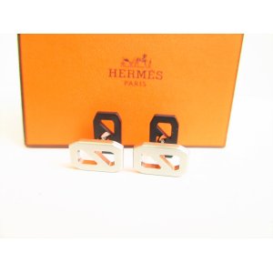 Photo: HERMES Silver Plated Delta Chaine d`Ancre Cufflinks Cuffs #9081
