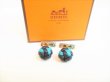 Photo1: HERMES Silver Plated Black Green Leather Ball Motif Cufflinks Cuffs #9084