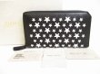 Photo1: Jimmy Choo White Enamel Stars Black Leather Round Zip Wallet CARNABY #9088