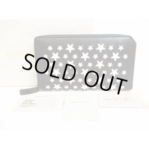 Photo: Jimmy Choo White Enamel Stars Black Leather Round Zip Wallet CARNABY #9088