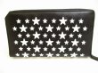 Photo2: Jimmy Choo White Enamel Stars Black Leather Round Zip Wallet CARNABY #9088