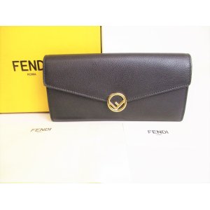 Photo: FENDI Black Leather Flap Long Wallet Continental Wallet #9090