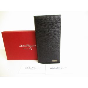 Photo: Salvatore Ferragamo Black Leather Bifold Flap Long Wallet #9094