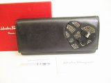 Photo: Salvatore Ferragamo Vala Black Leather Heart Motif Long Wallet #9102