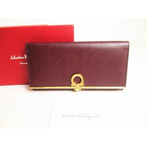 Photo: Salvatore Ferragamo Gancini Gold H/W Bordeaux Leather Flap Wallet #9103