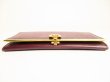 Photo5: Salvatore Ferragamo Gancini Gold H/W Bordeaux Leather Flap Wallet #9103