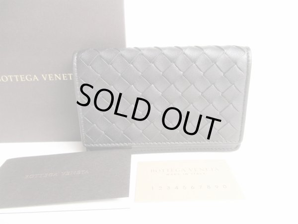 Photo1: BOTTEGA VENETA Intrecciato Black Leather Business Card Holder #9107