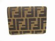 Photo2: FENDI Zucca Canvas Dark Brown Leather Bifold Wallet Compact Wallet #9110