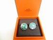 Photo10: HERMES Green Canvas Steel Cufflinks Cuffs #9114