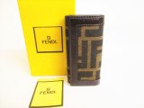 Photo: FENDI Zucca Khaki Canvas Dark Brown Leather 4pics Key Cases #9119