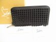 Photo1: Christian Louboutin Panettone Black Leather Spikes Round Zip Wallet #9123