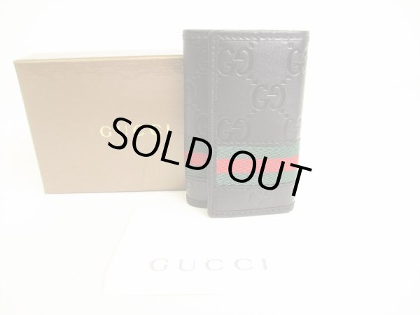 Photo1: GUCCI Guccissima Black Leather 6 Pics Key Cases #9125