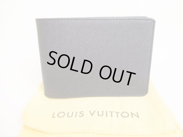 Photo1: LOUIS VUITTON Ardoise Black Taiga Leather Bifold Bill Wallet #9127