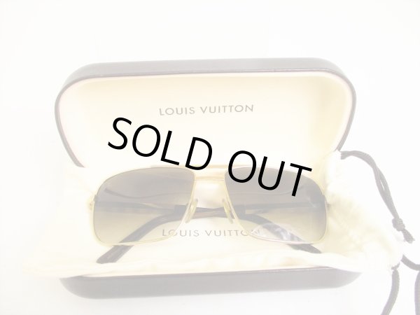 Photo1: LOUIS VUITTON Gold Metal Sunglasses Eye Wear Pilot Attitude #9128