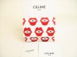 Photo1: CELINE White Red Leather Small Trifold Wallet Compact Wallet #9133